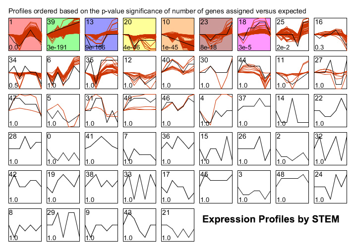 Expression profiles identified by STEM